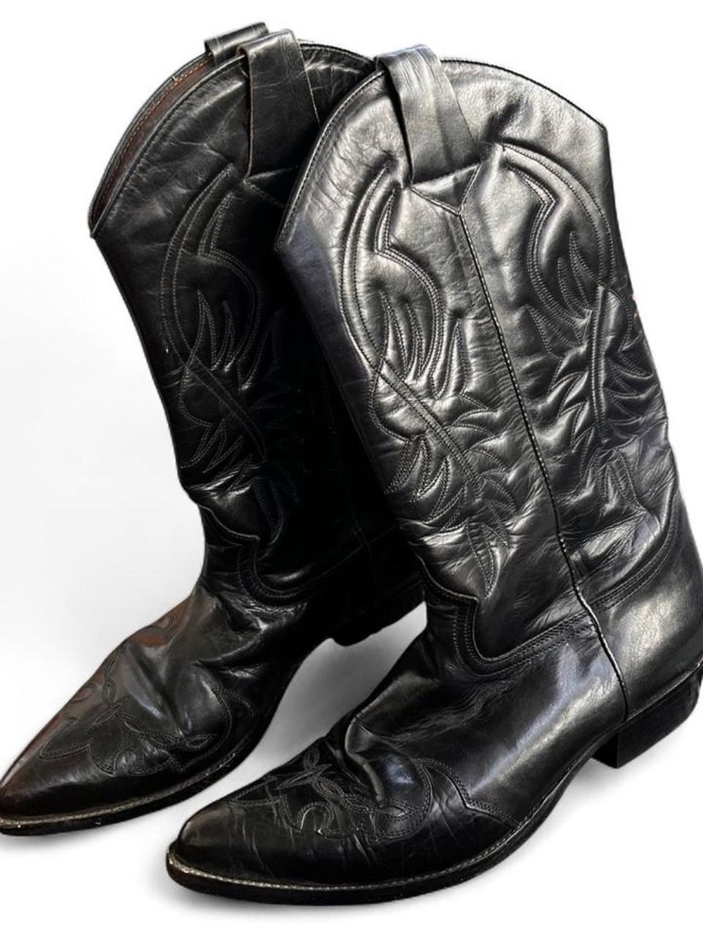 Vintage Black Leather Cowboy Boots Guess By Georges Marciano Size 10B Womens